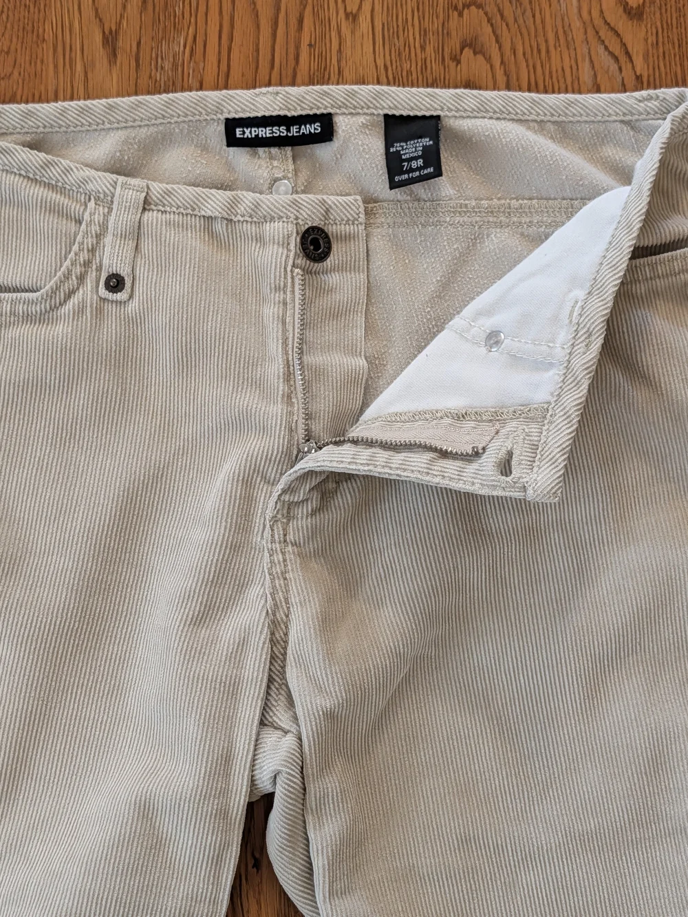Vintage Y2K Express Jeans Khaki Beige Corduroy Straight Leg Pants